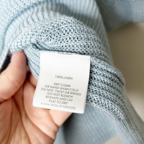 White + Warren Linen Blue Boxy Knit Women's Size Medium - Picture 5 of 5